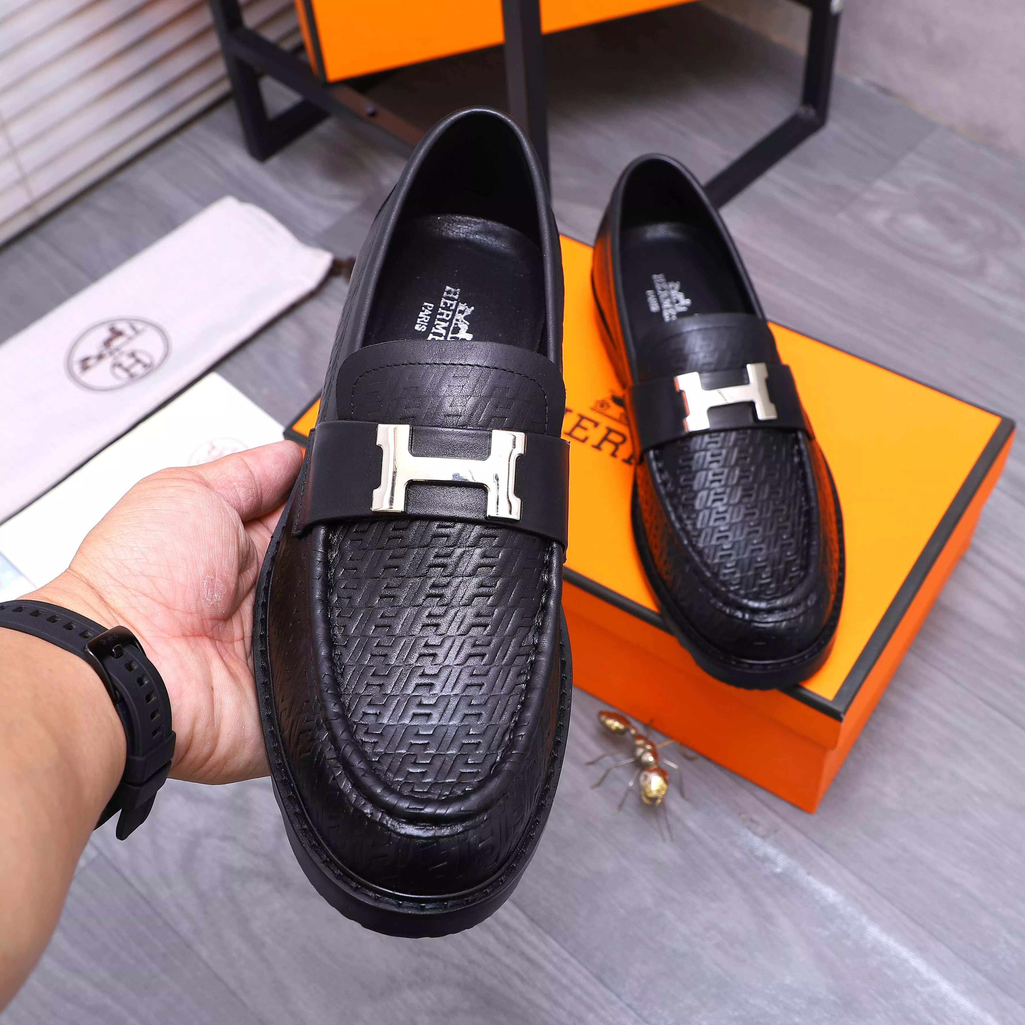 Hermes Leather Shoes For Men Classic 9755