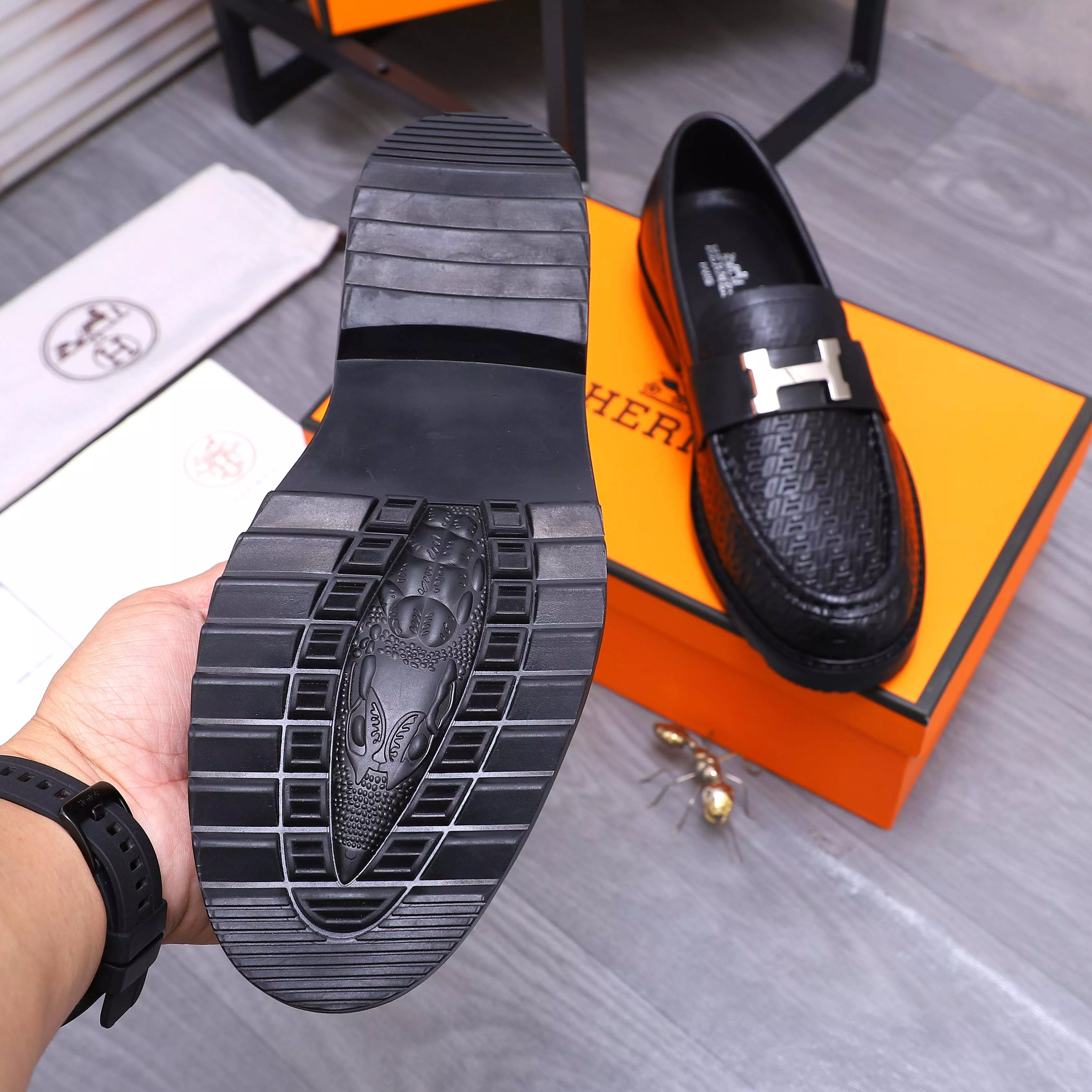 Hermes Leather Shoes For Men Classic 9755