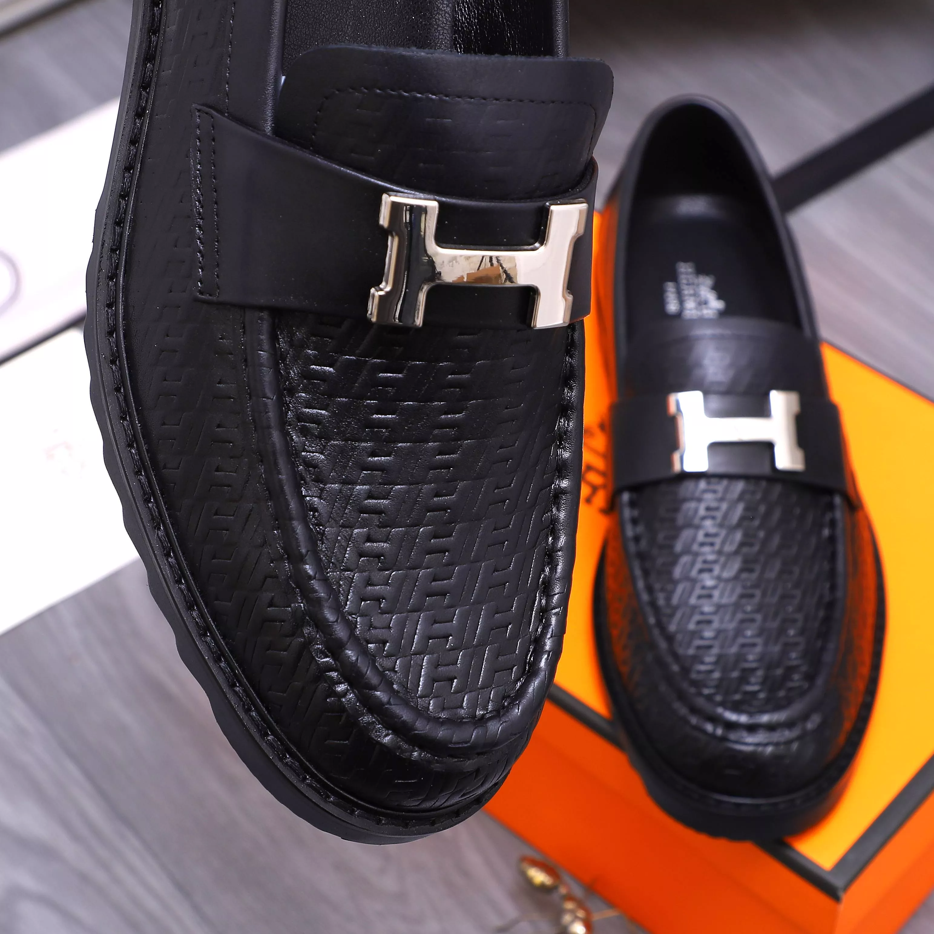 Hermes Leather Shoes For Men Classic 9755