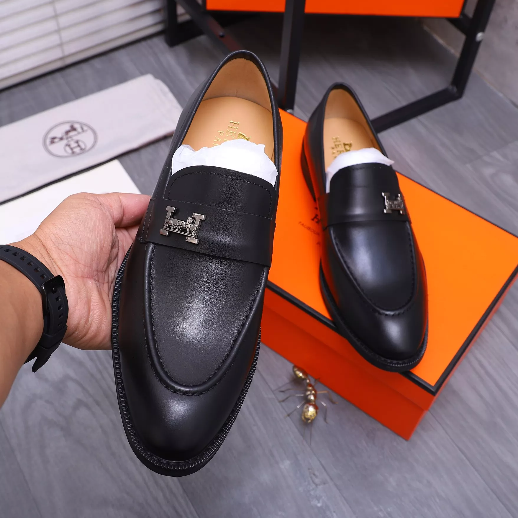 Hermes Leather Shoes For Men Durable 2851