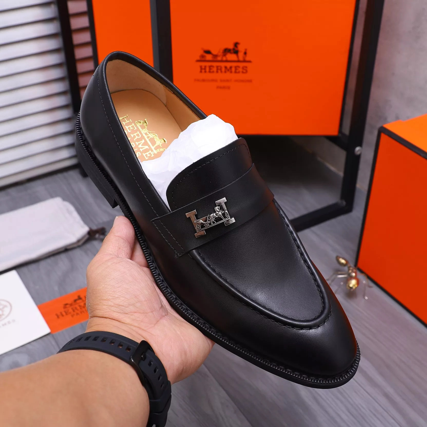 Hermes Leather Shoes For Men Durable 2851