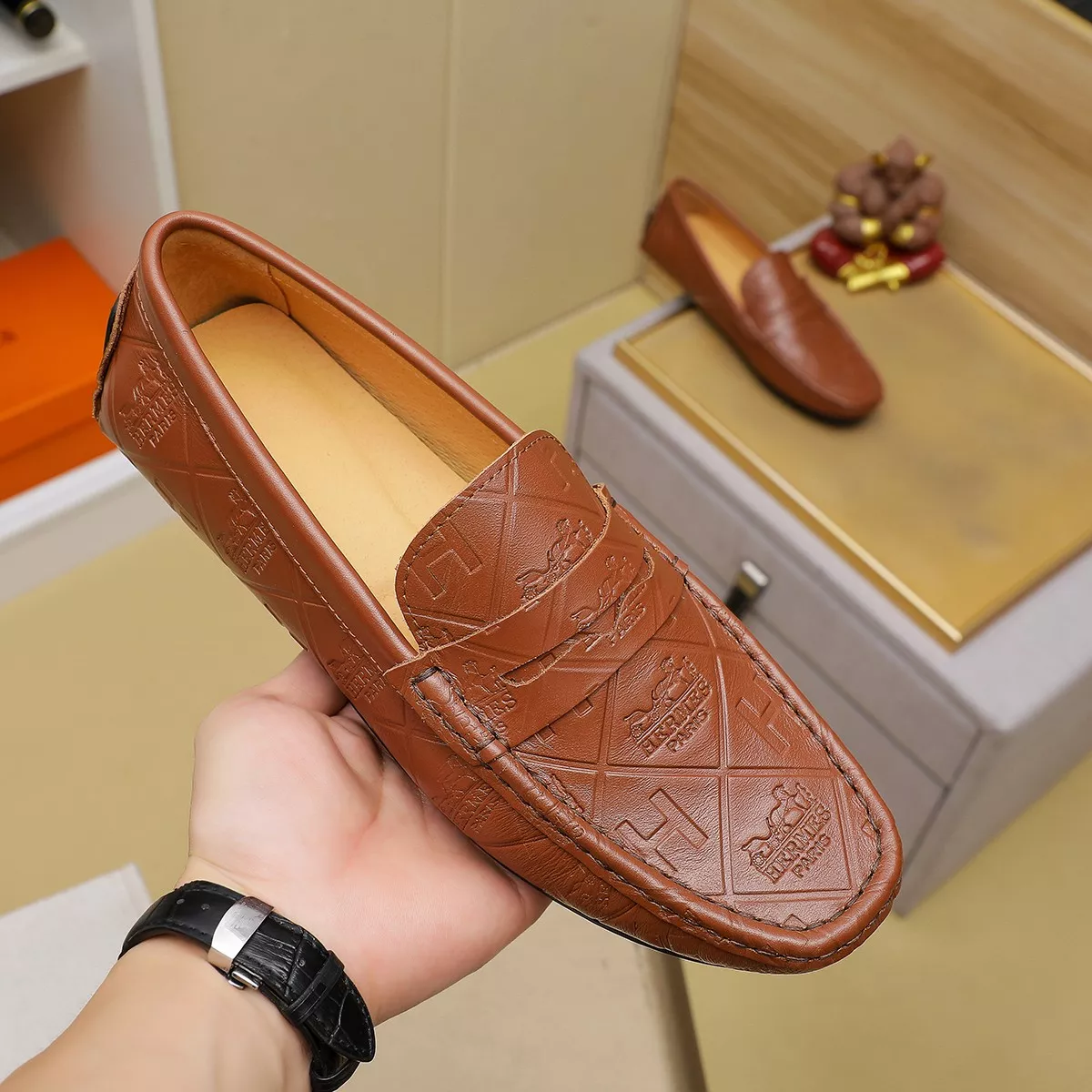 Hermes Leather Shoes For Men Versatile 2662