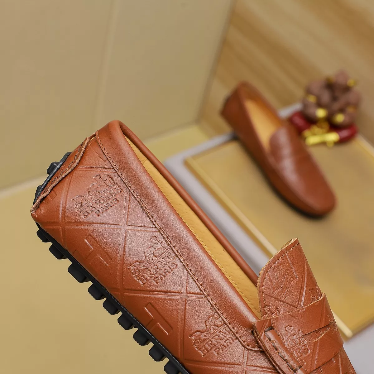 Hermes Leather Shoes For Men Versatile 2662