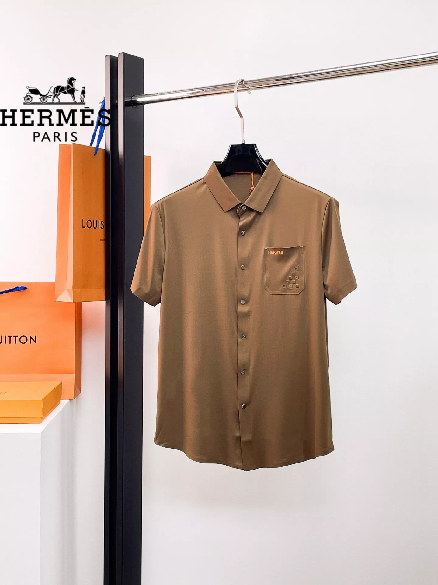 Hermes Shirts Short Sleeved For Men Vibrant 3992