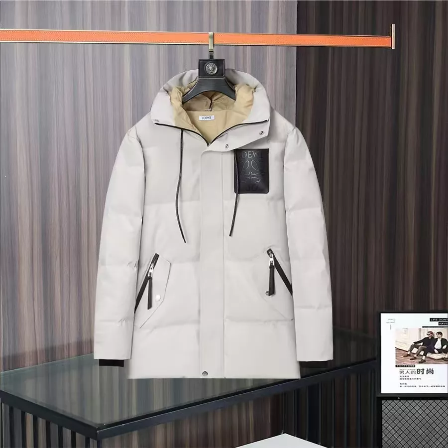 LOEWE Down Feather Coat Long Sleeved For Men StreetReady 9404