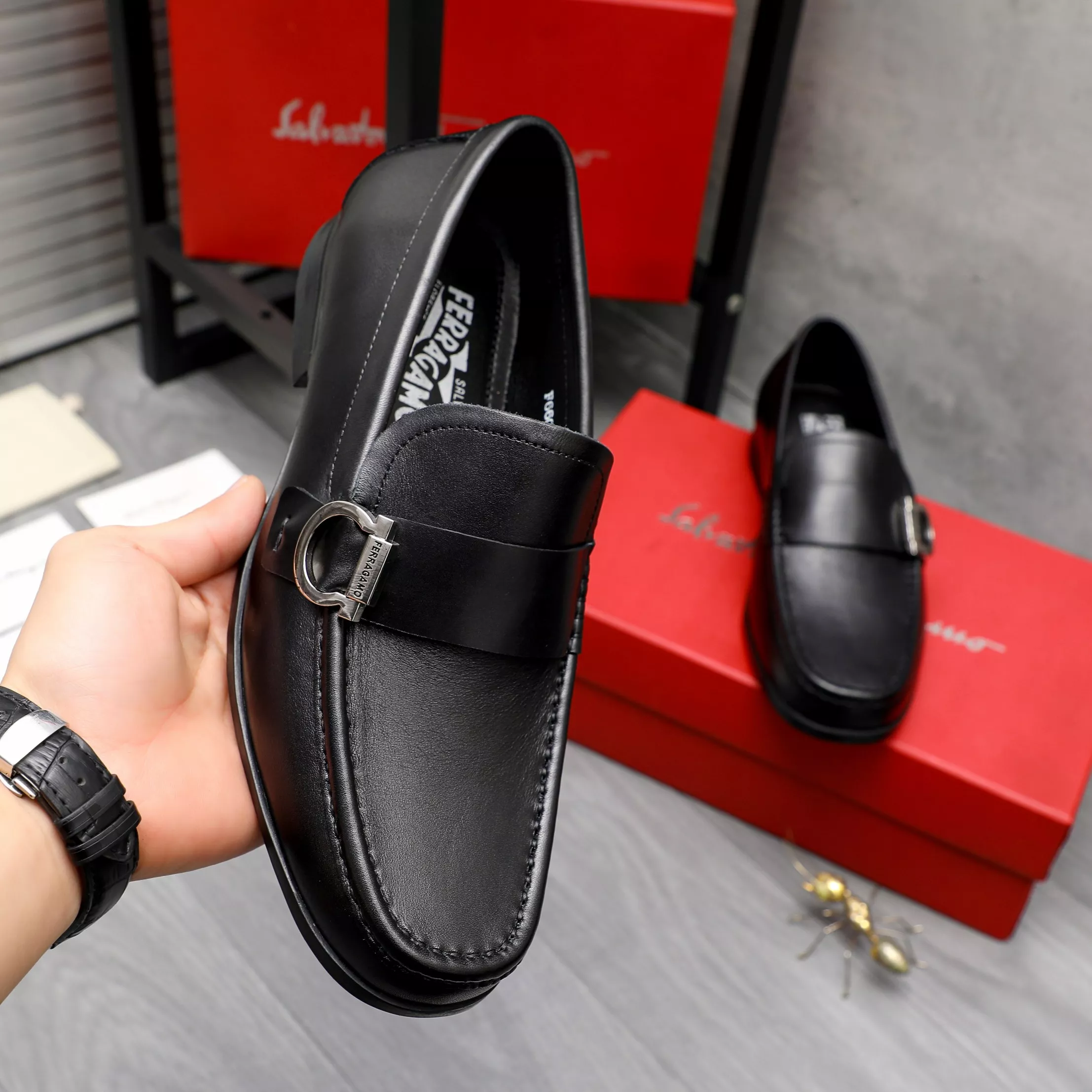 Lightweight 4684 Salvatore Ferragamo Leather Shoes For Men