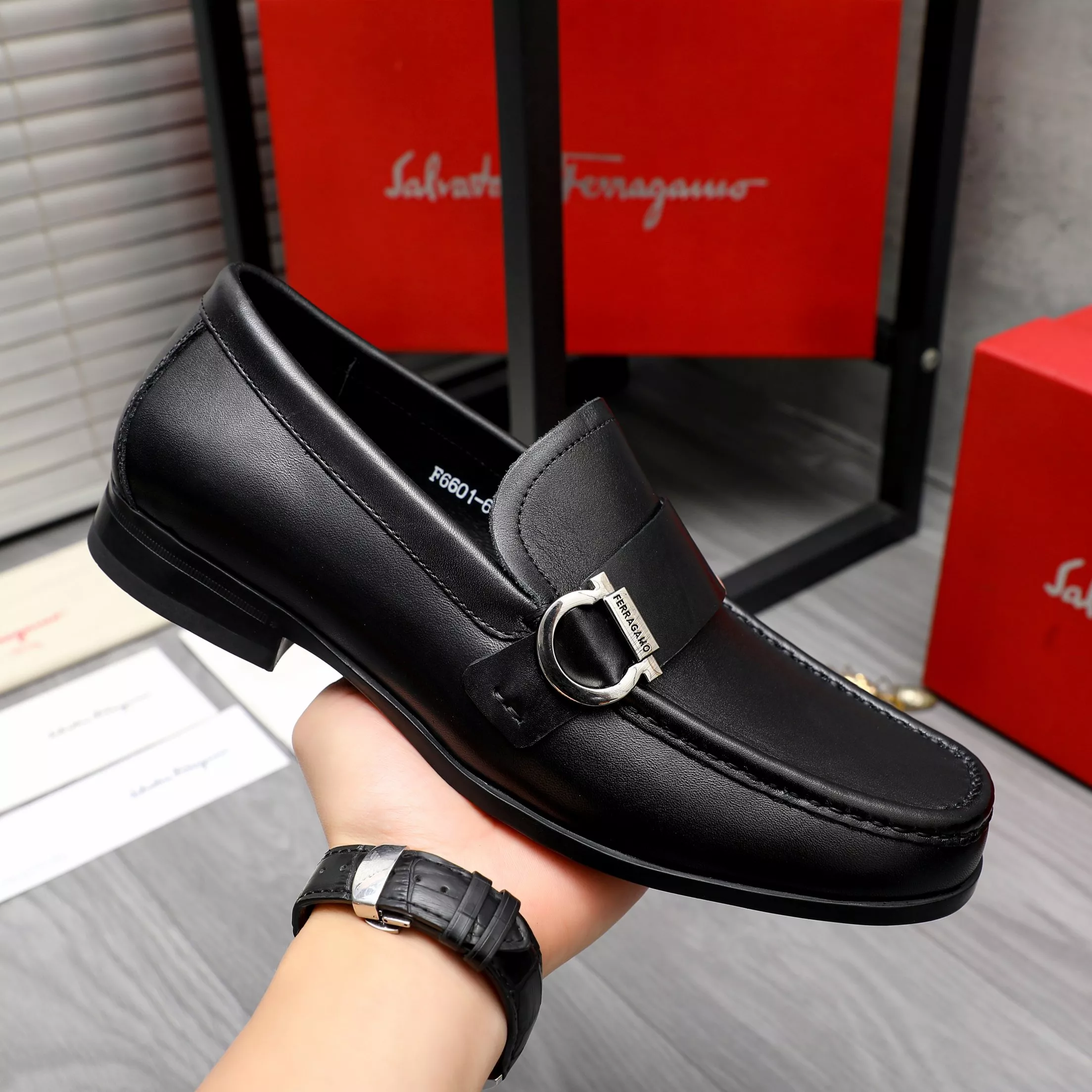 Lightweight 4684 Salvatore Ferragamo Leather Shoes For Men