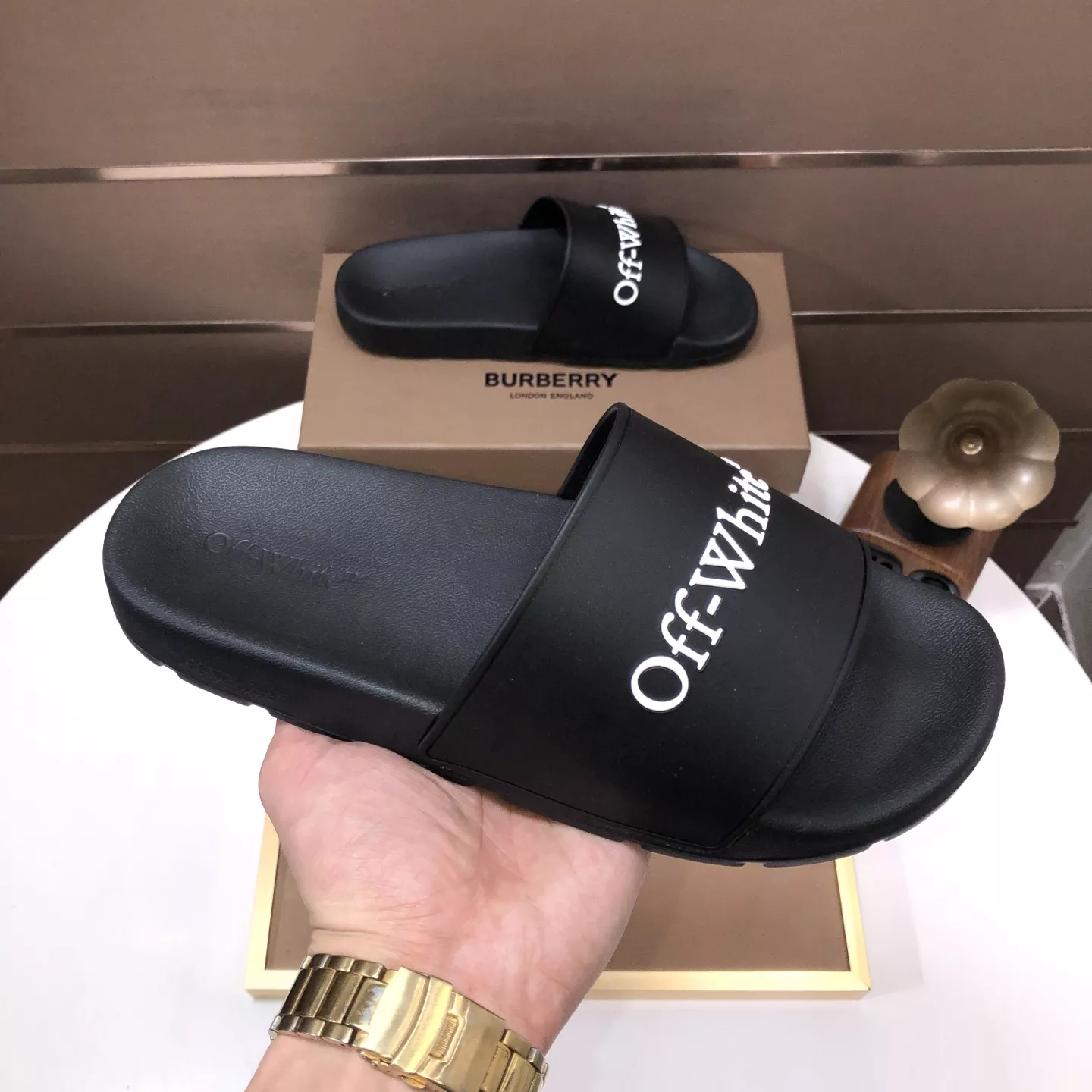 Lightweight 7858 Off-White Slippers For Men
