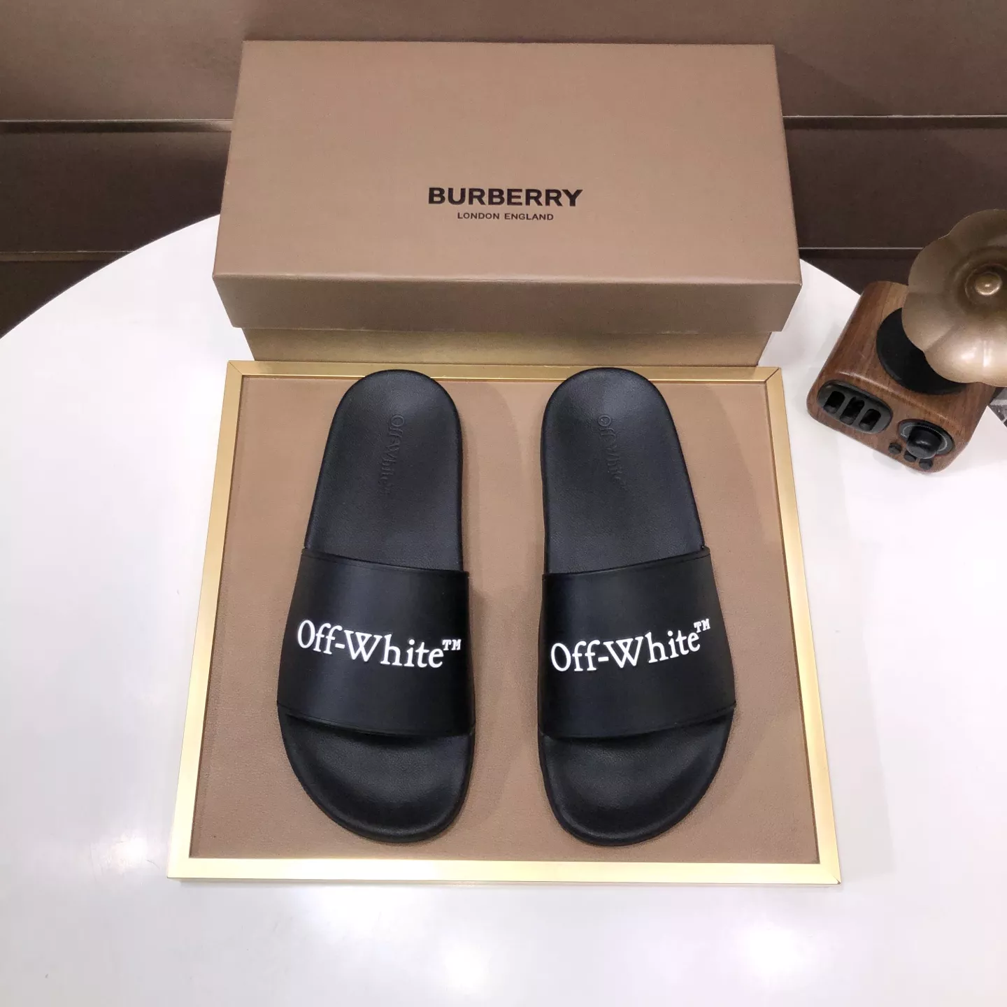 Lightweight 7858 Off-White Slippers For Men