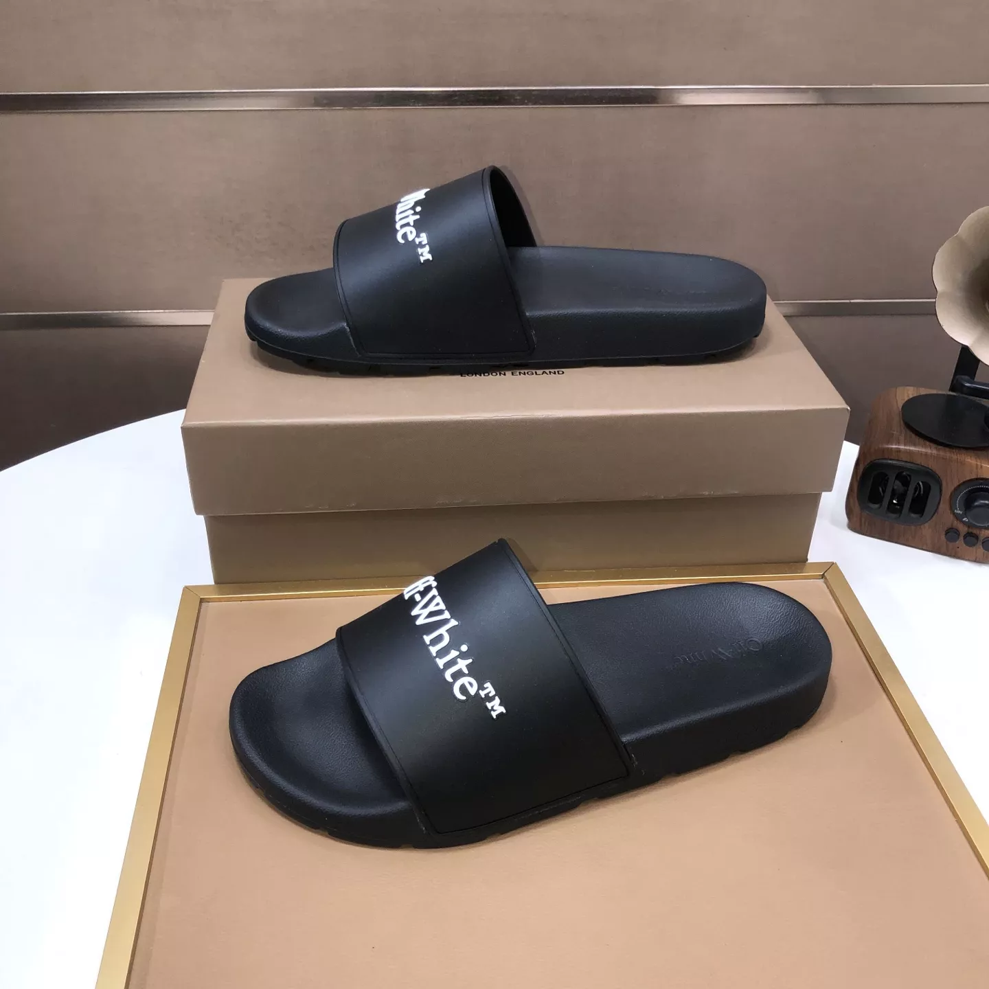 Lightweight 7858 Off-White Slippers For Men