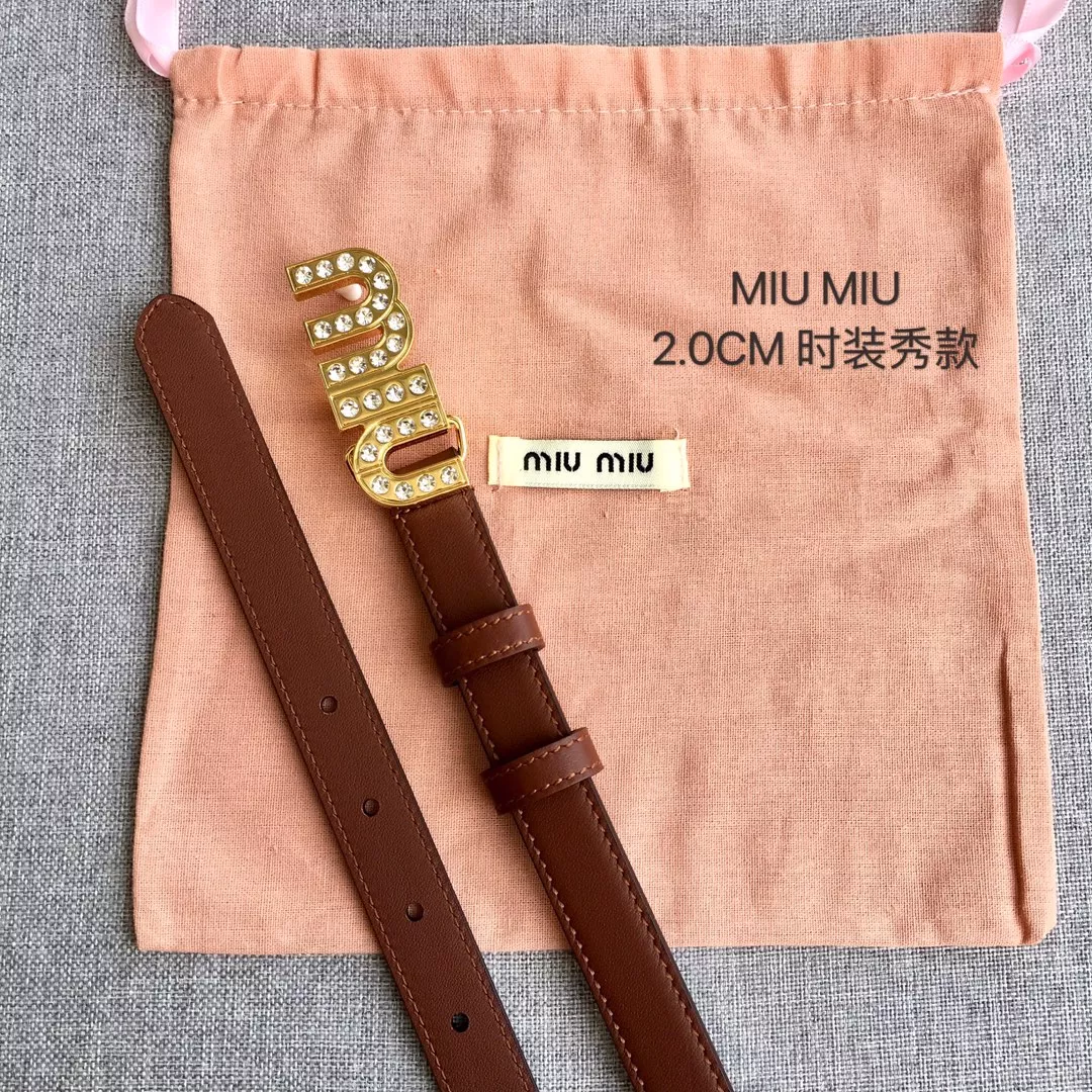 MIU MIU AAA Quality Belts In 2.0cm For Women Trendsetting 1108