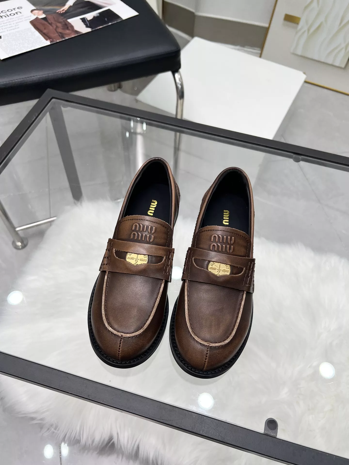 MIU MIU Leather Shoes For Women Efficient 9911