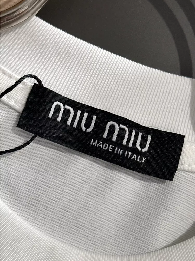 MIU MIU T-Shirts Short Sleeved For Unisex Sophisticated 3479