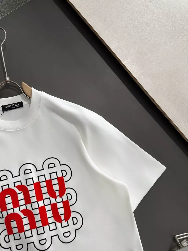MIU MIU T-Shirts Short Sleeved For Unisex Sophisticated 3479