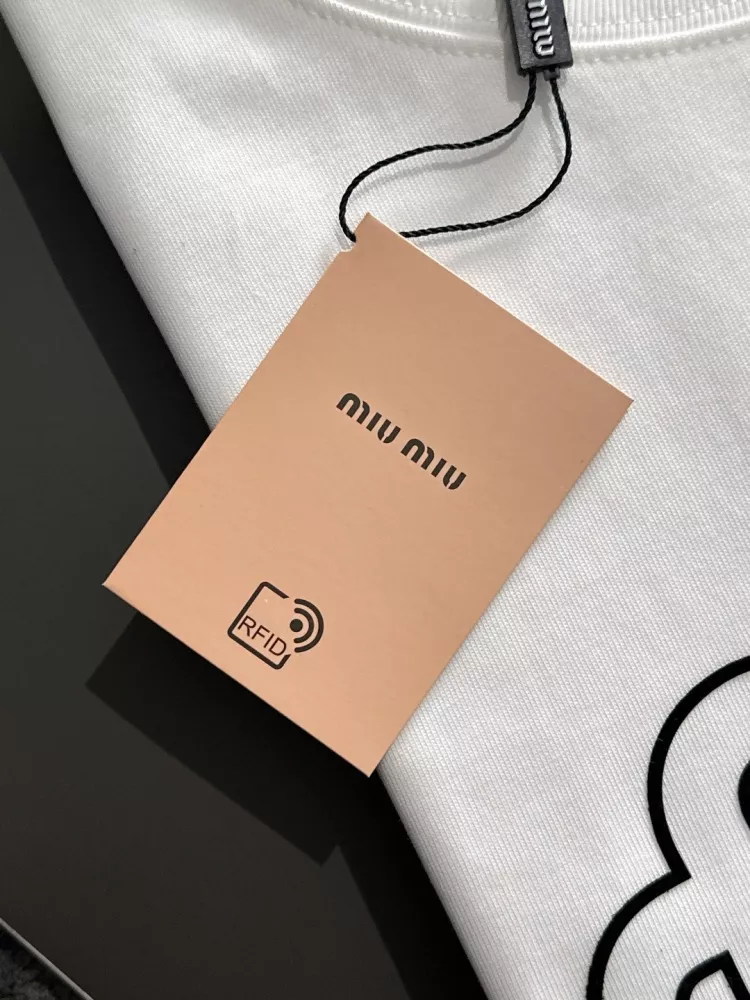MIU MIU T-Shirts Short Sleeved For Unisex Sophisticated 3479