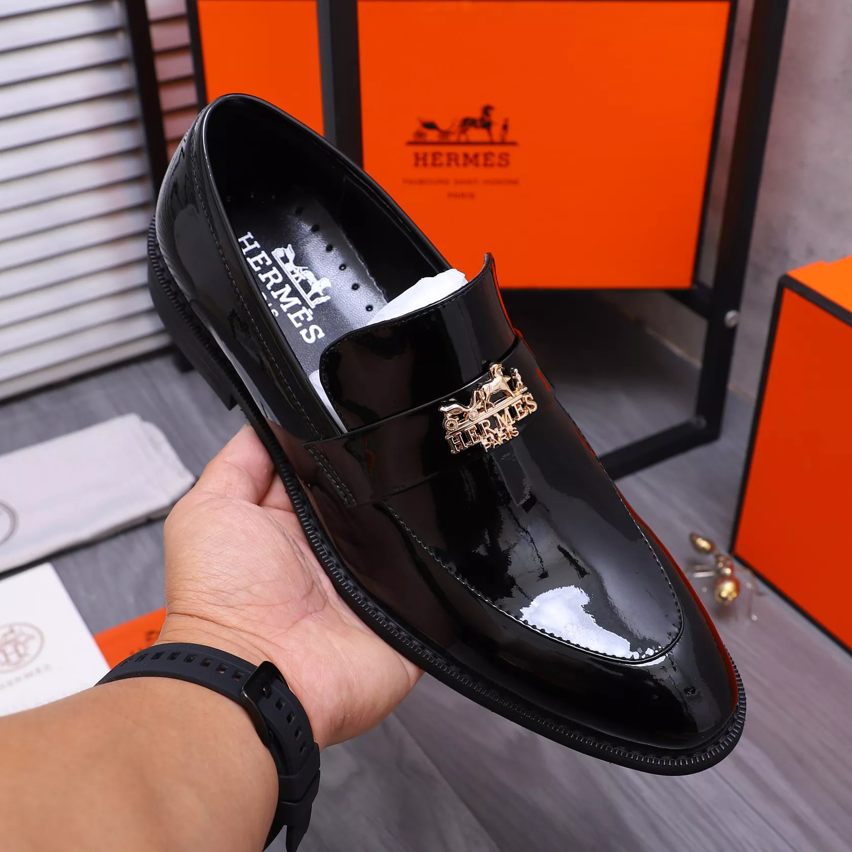 ModernLook 756 Hermes Leather Shoes For Men
