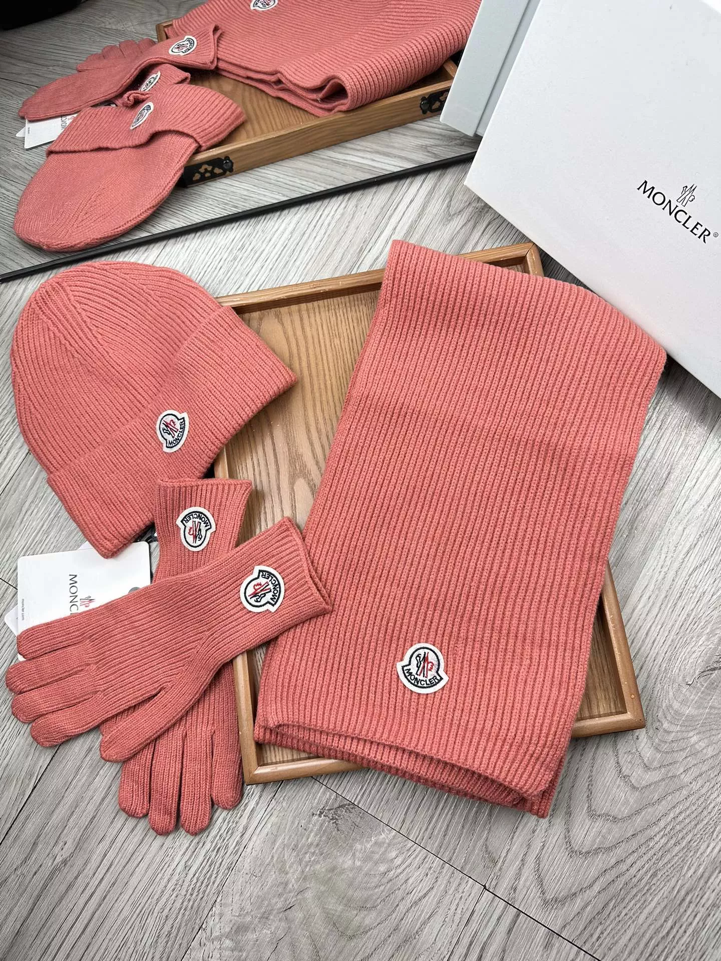 Moncler Hat and Scarf and Glove Set Minimalist 7742