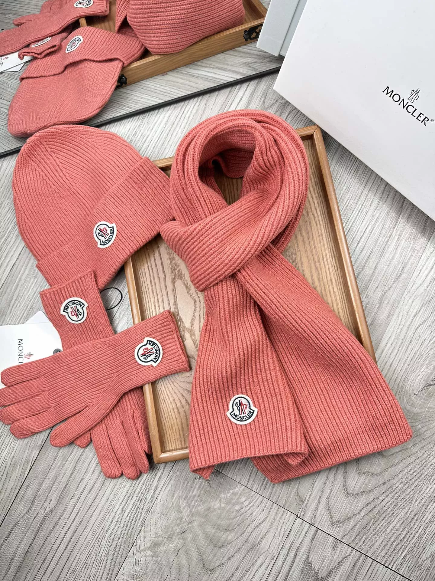 Moncler Hat and Scarf and Glove Set Minimalist 7742
