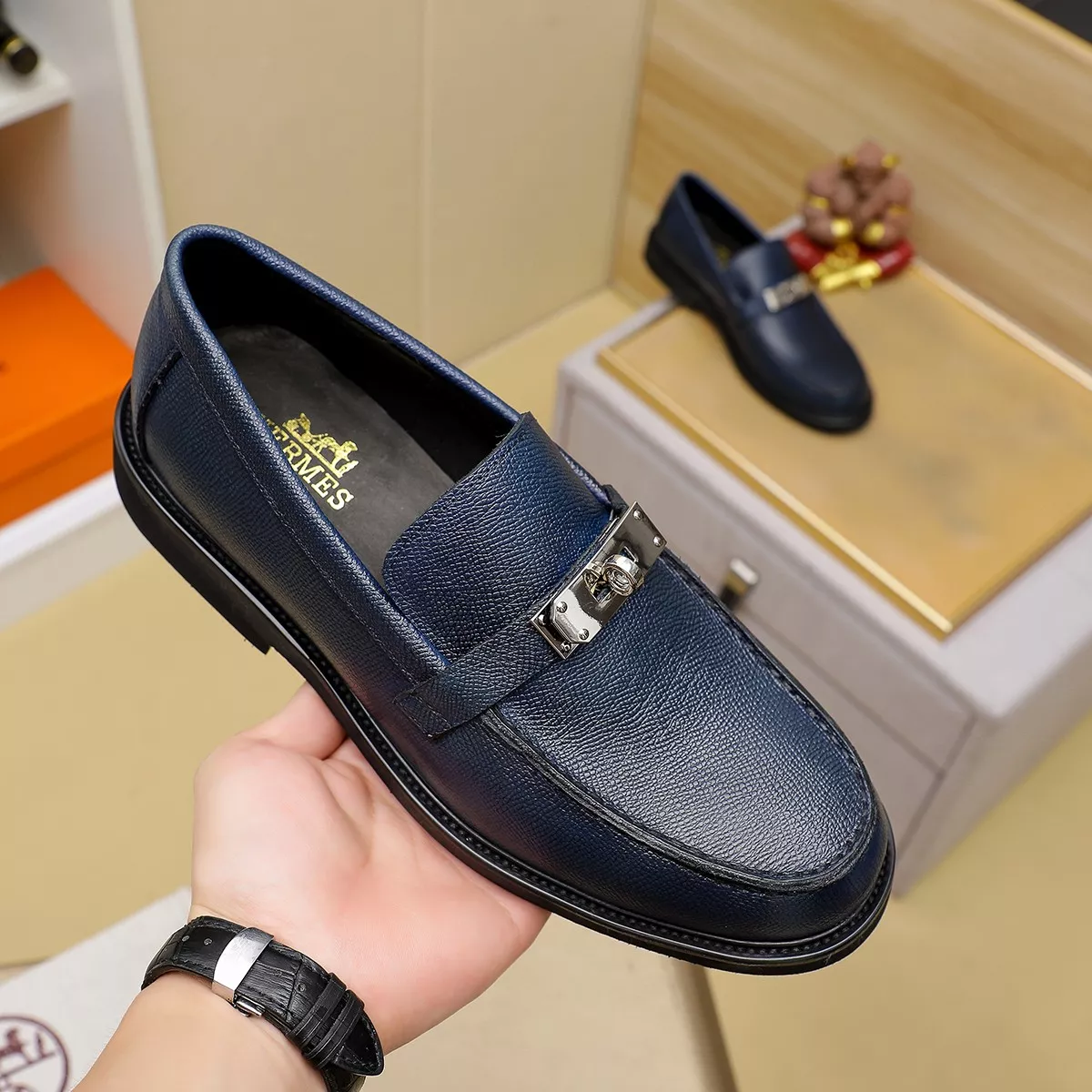 NewStyle 1747 Hermes Leather Shoes For Men