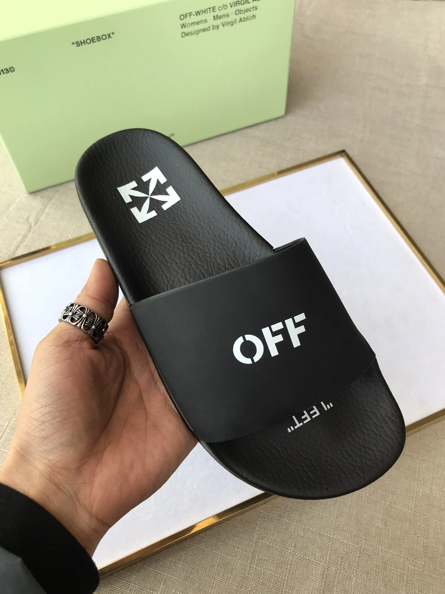 Off-White Slippers For Men Fashionable 3022