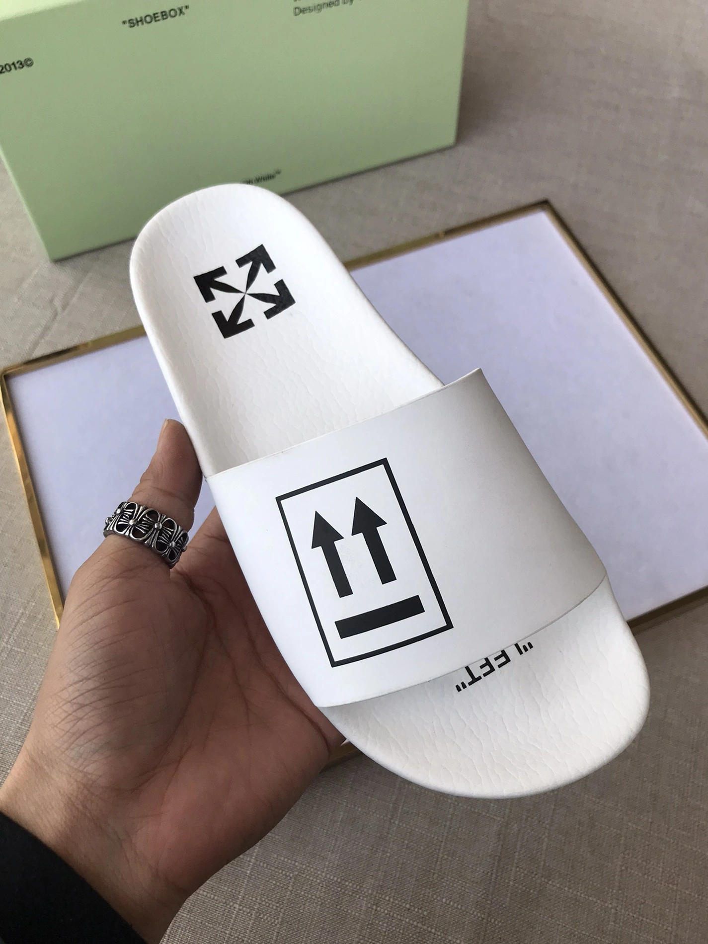 Off-White Slippers For Women Bold 9838
