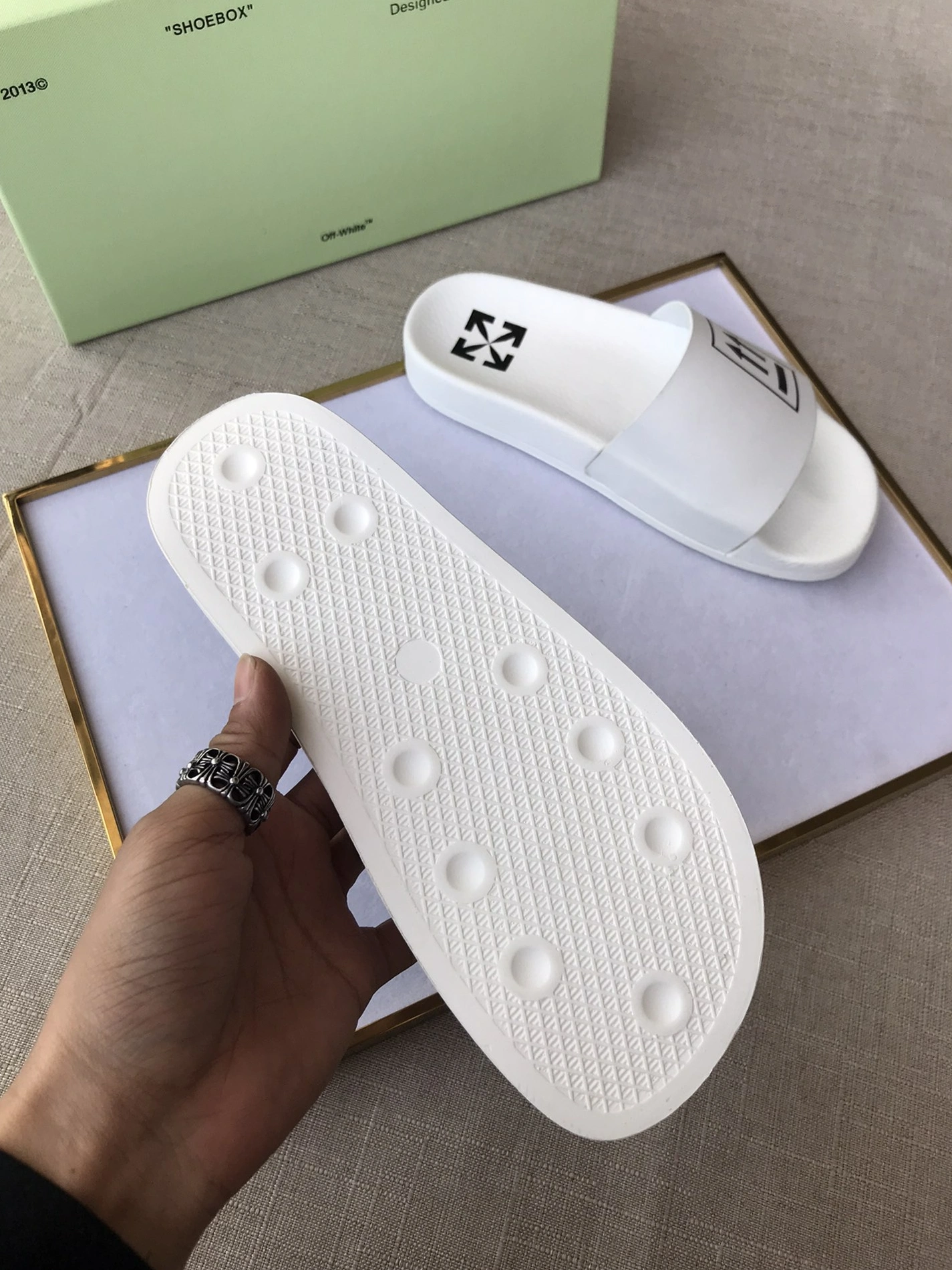 Off-White Slippers For Women Bold 9838