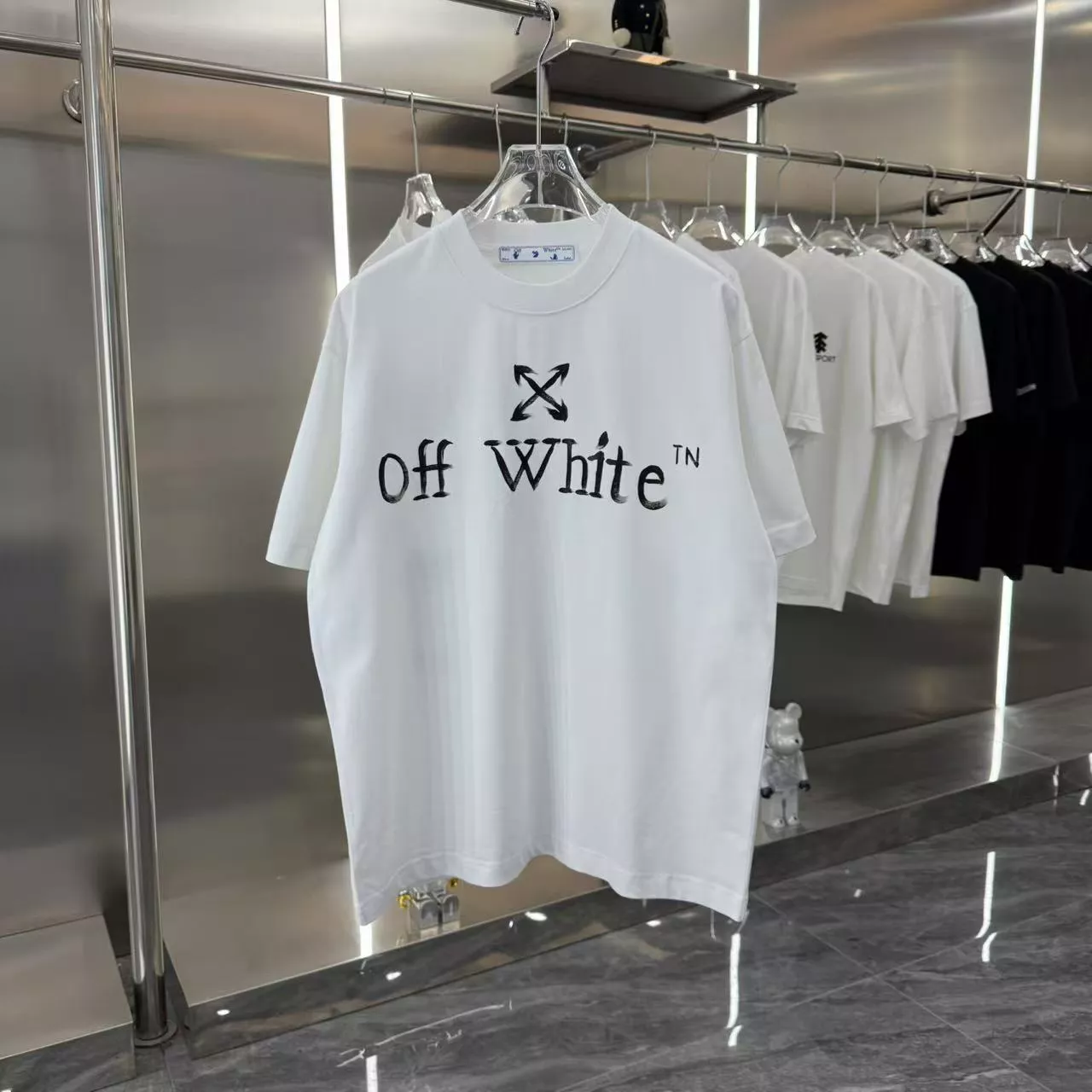 Off-White T-Shirts Short Sleeved For Unisex Comfortable 6067