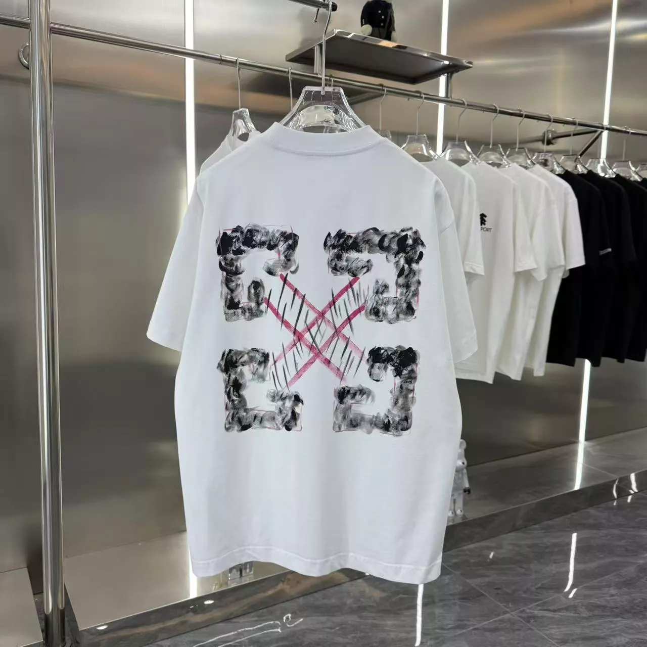 Off-White T-Shirts Short Sleeved For Unisex Comfortable 6067