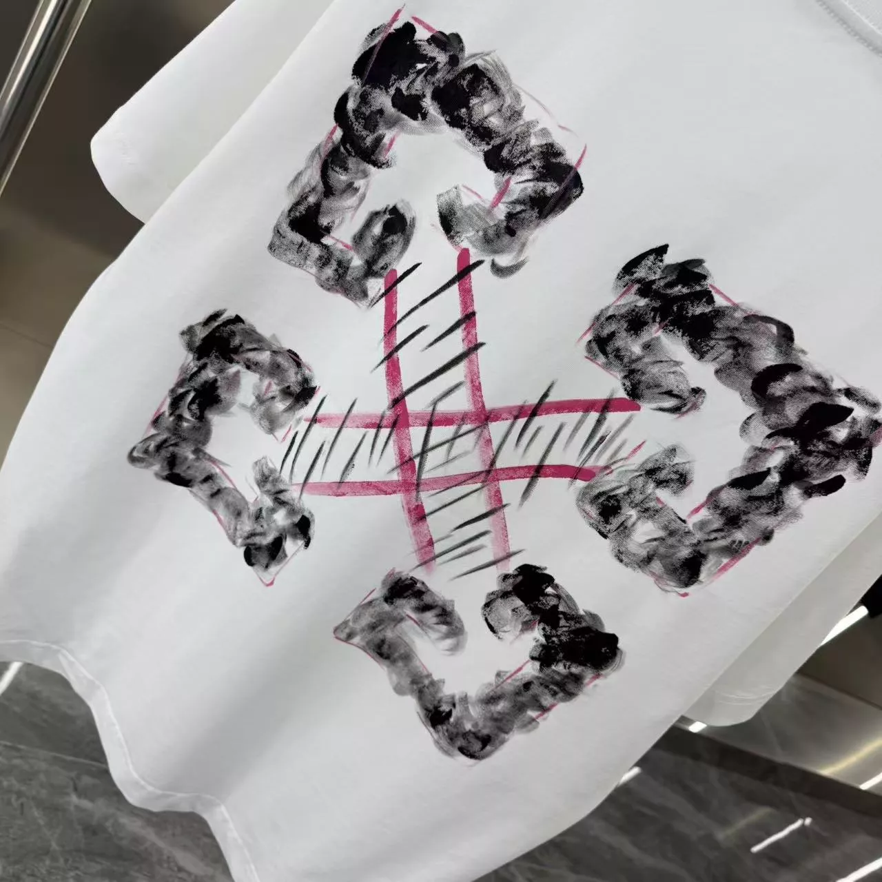 Off-White T-Shirts Short Sleeved For Unisex Comfortable 6067
