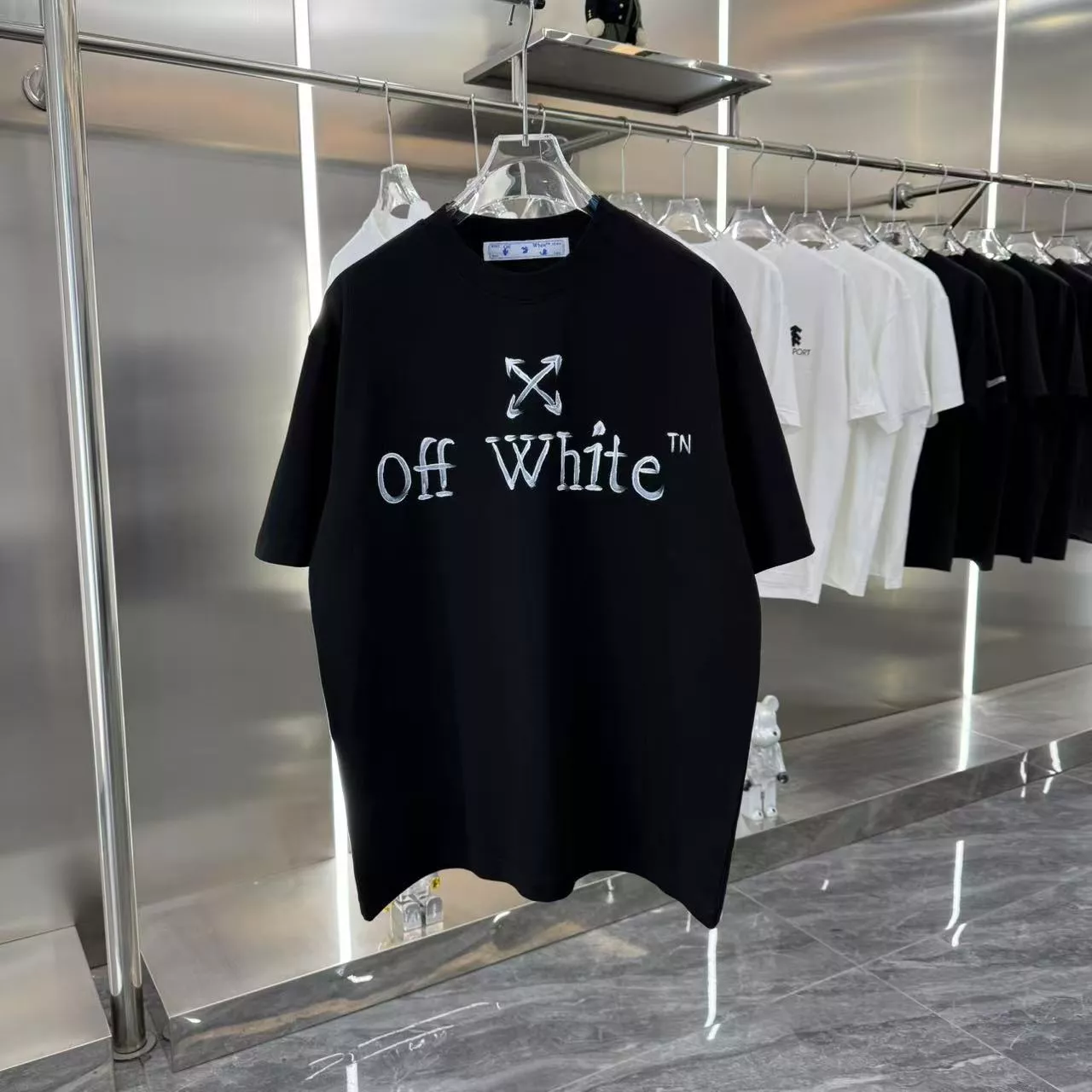 Off-White T-Shirts Short Sleeved For Unisex DailyWear 5344