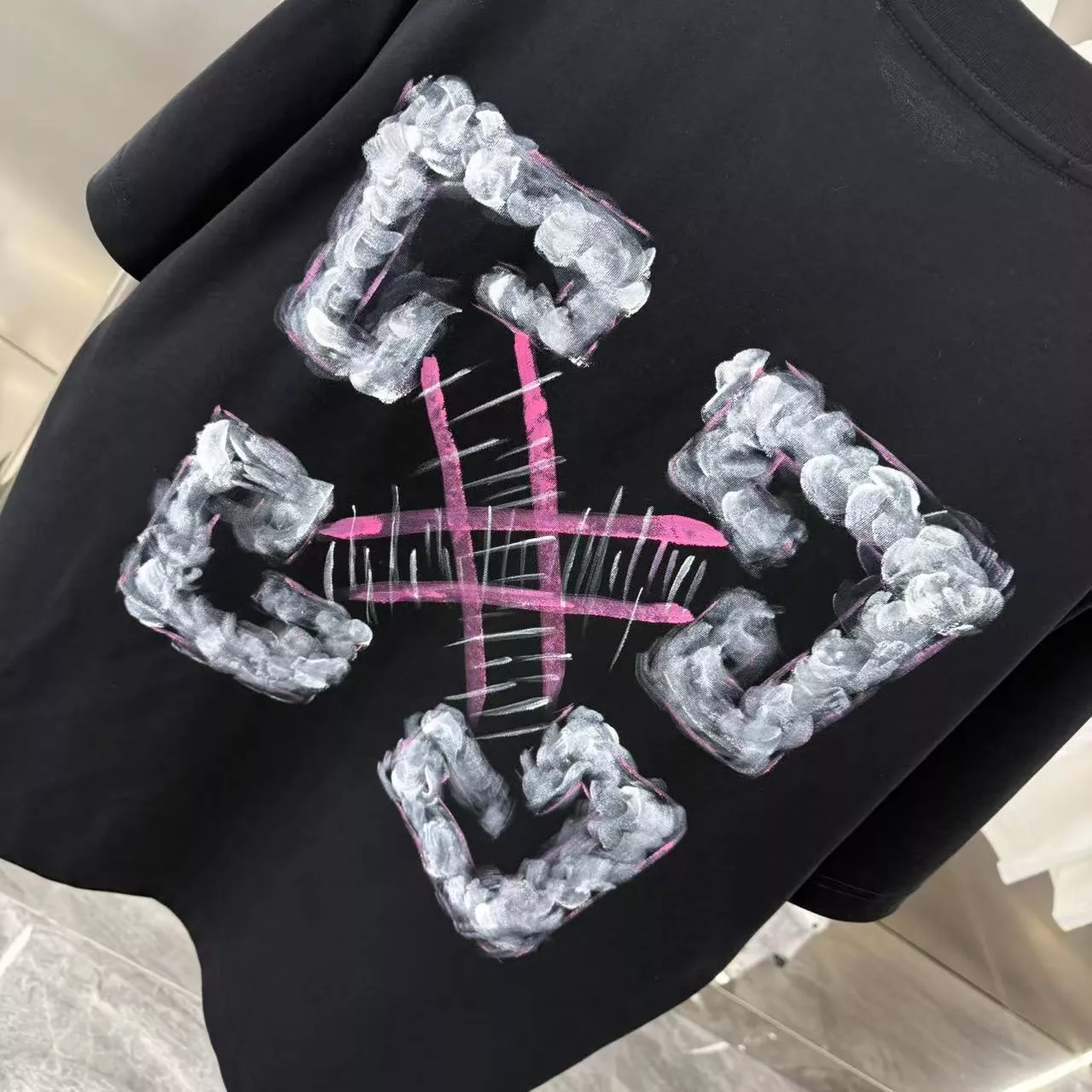 Off-White T-Shirts Short Sleeved For Unisex DailyWear 5344