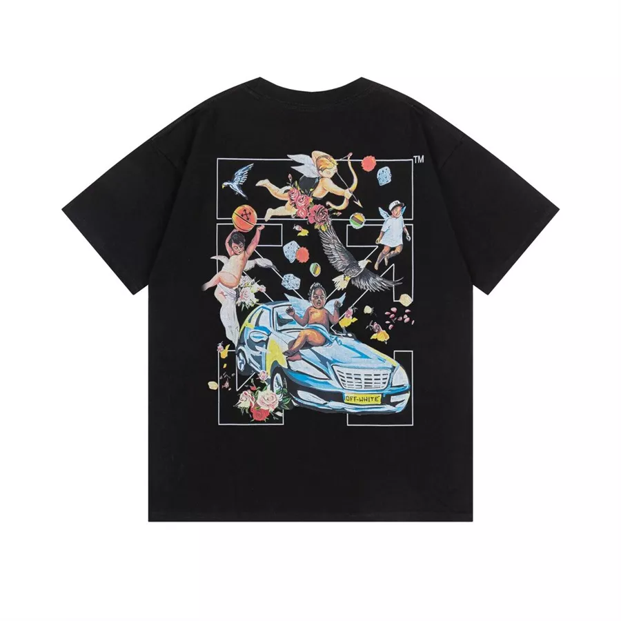 Off-White T-Shirts Short Sleeved For Unisex Functional 3493