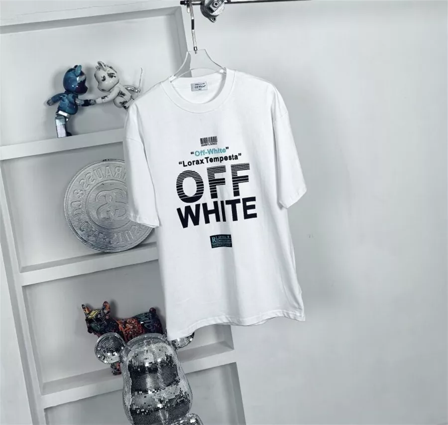 Off-White T-Shirts Short Sleeved For Unisex Modern 338