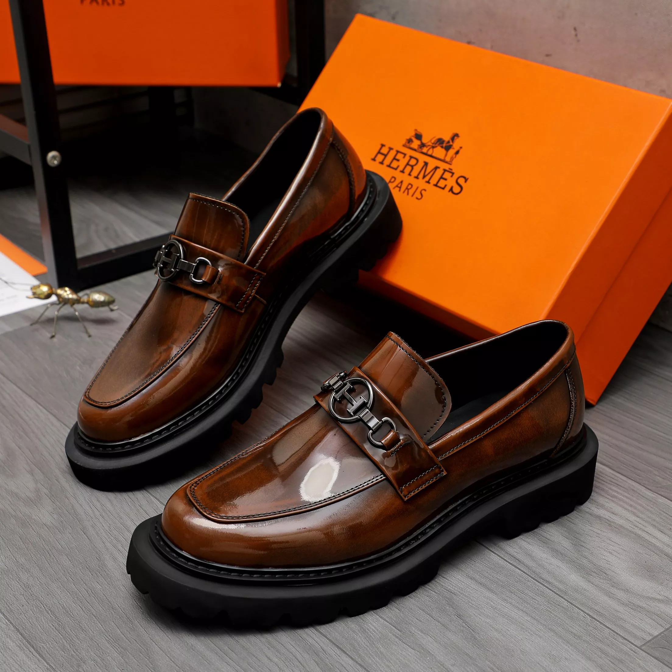 Popular 2451 Hermes Leather Shoes For Men