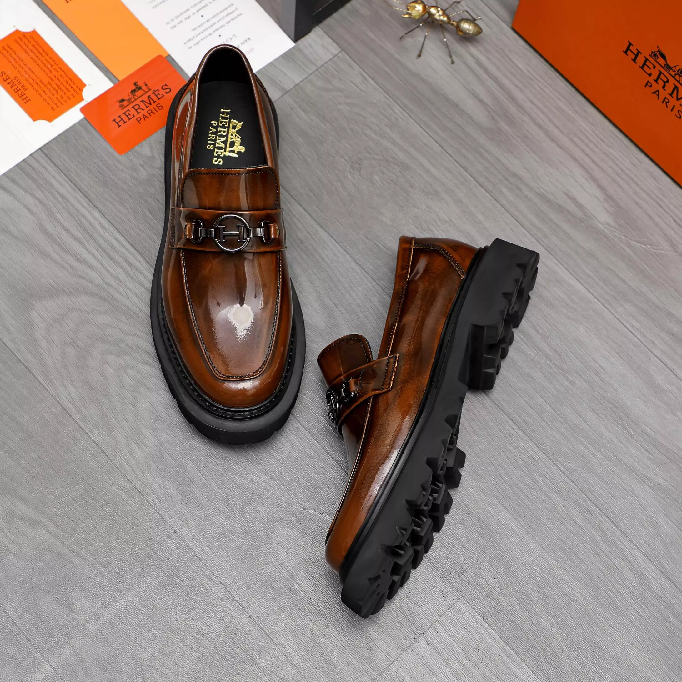 Popular 2451 Hermes Leather Shoes For Men