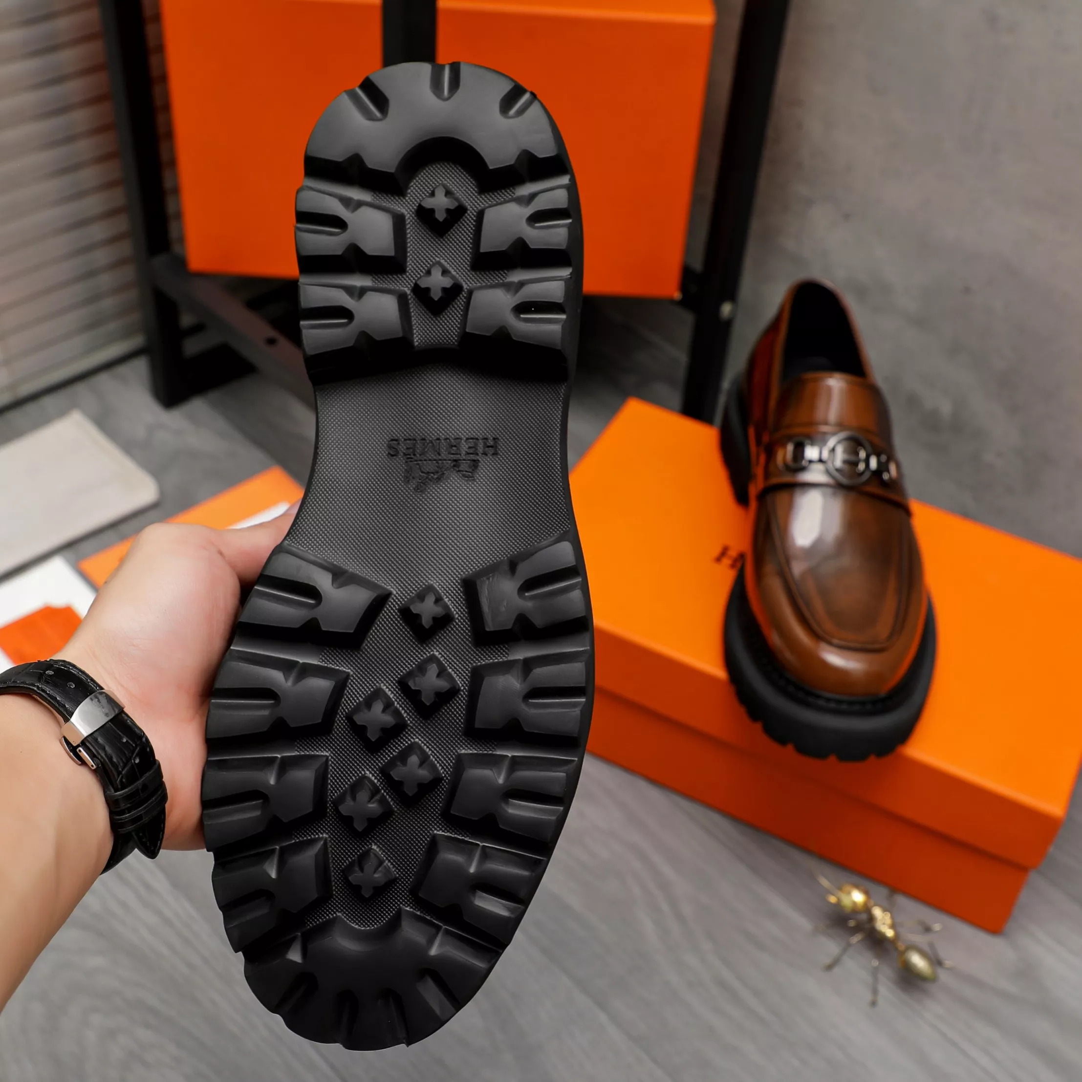 Popular 2451 Hermes Leather Shoes For Men