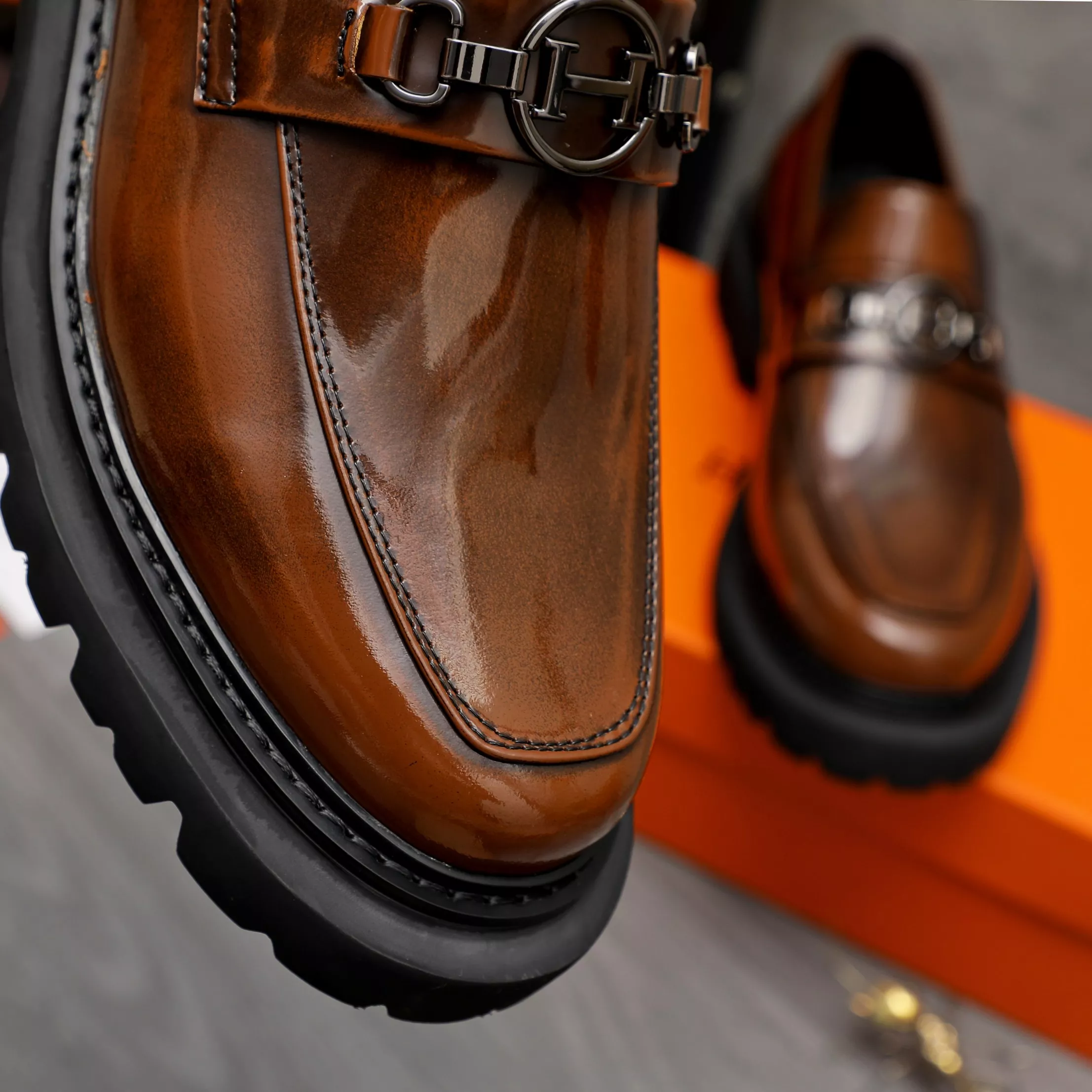 Popular 2451 Hermes Leather Shoes For Men