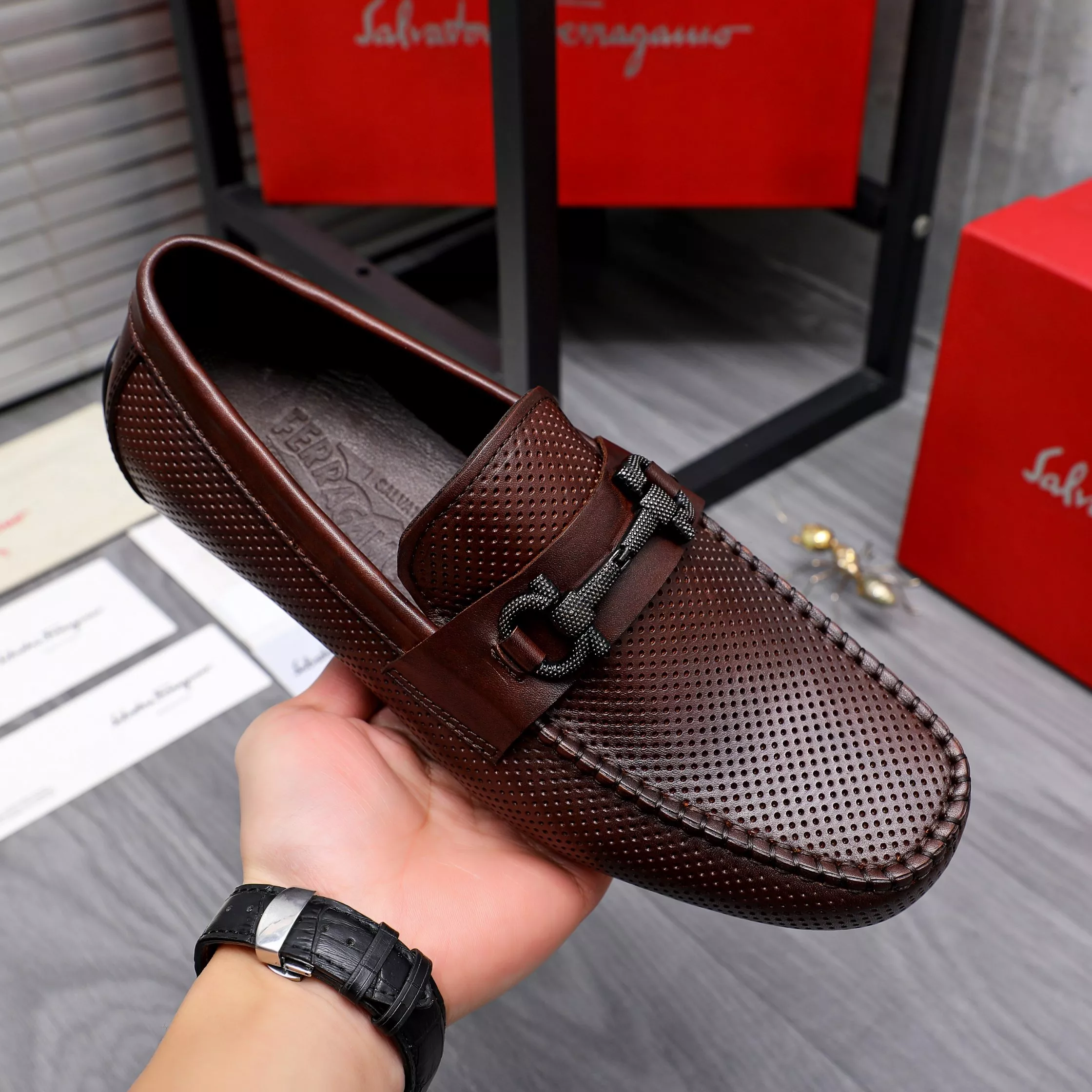 Popular 9584 Salvatore Ferragamo Leather Shoes For Men