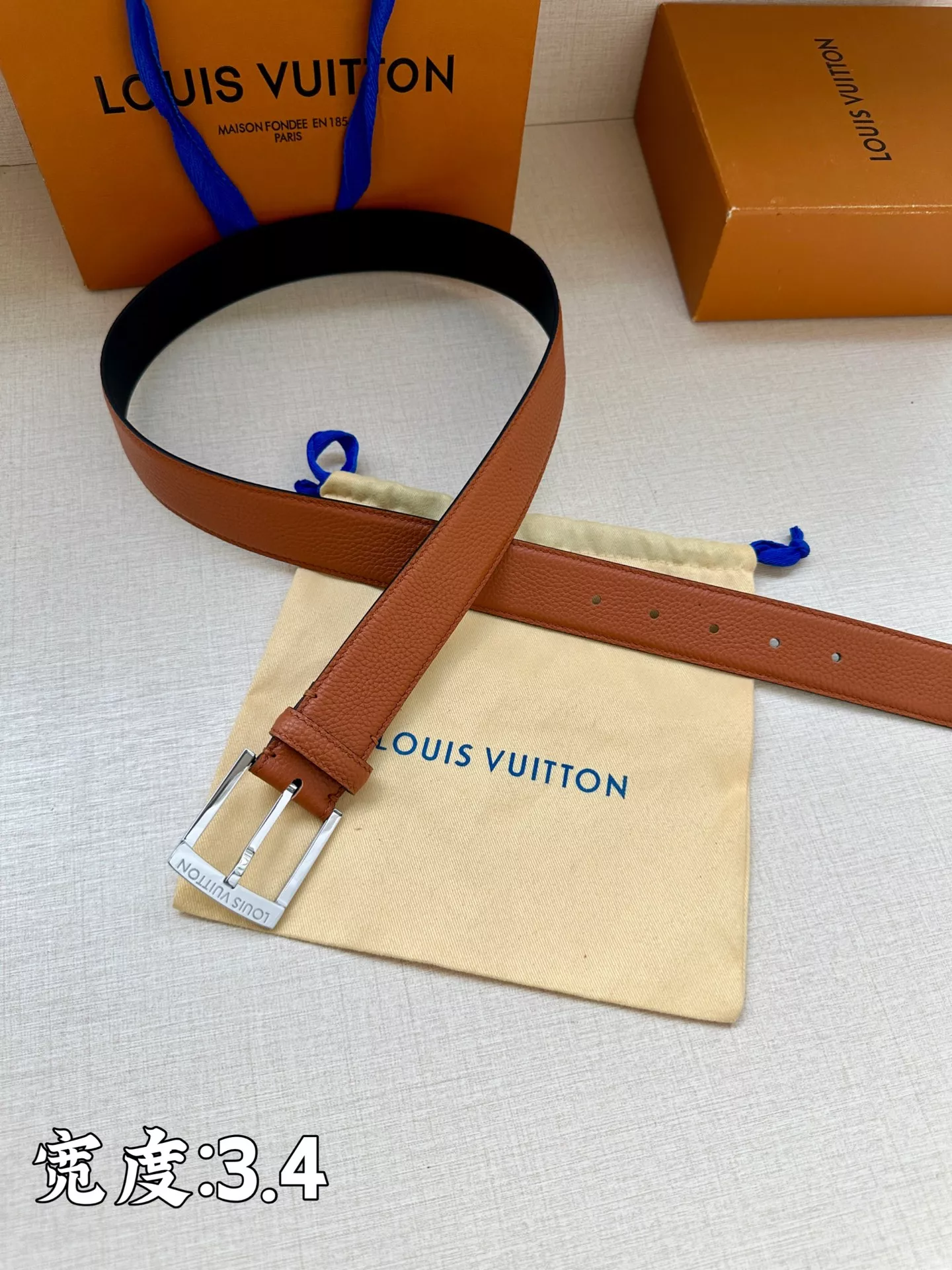 Practical 1555 Louis Vuitton AAA Quality Belts In 3.4cm For Men