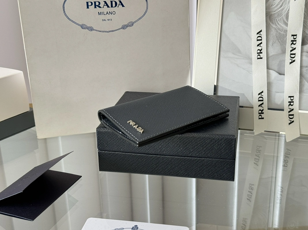 Prada AAA Quality Card Case In Navy Compact 7044
