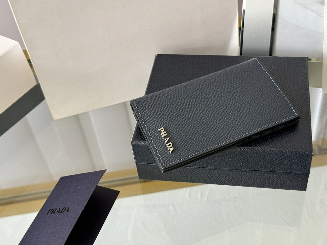 Prada AAA Quality Card Case In Navy Compact 7044