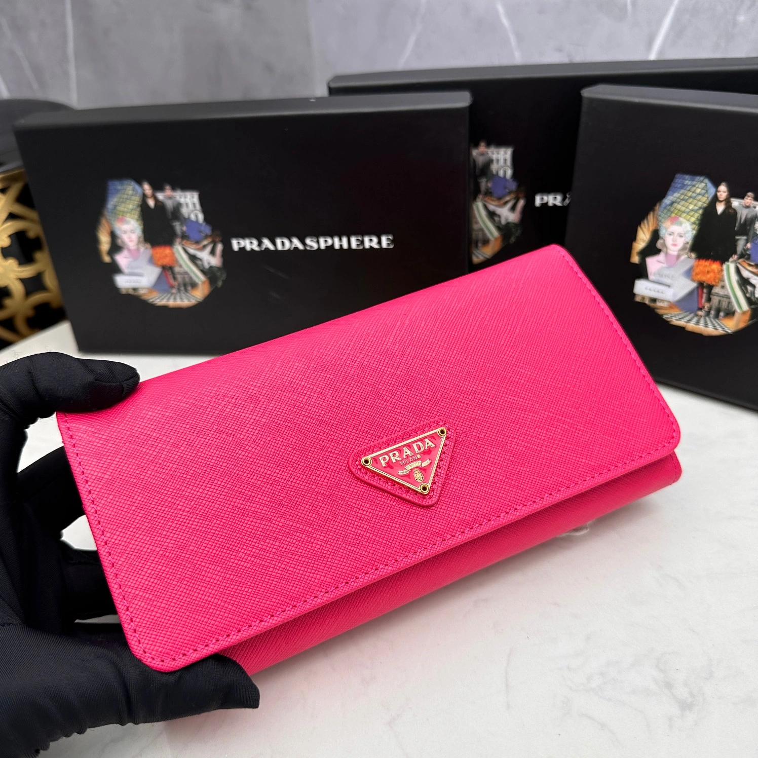 Prada AAA Quality Wallets For Women Vibrant 3693