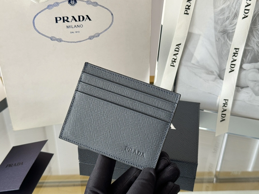 Prada Card Case In Navy Refined 924
