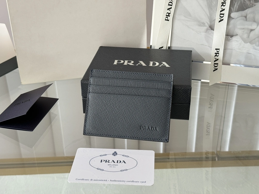 Prada Card Case In Navy Refined 924