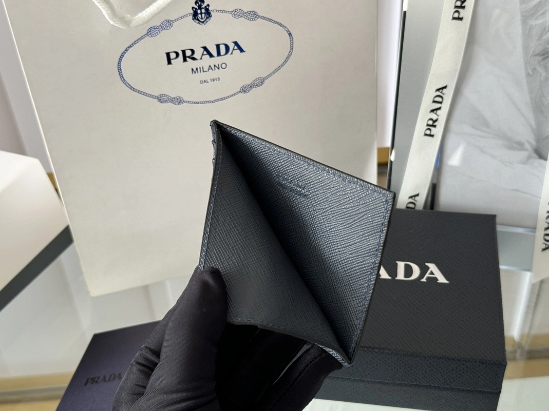 Prada Card Case In Navy Refined 924