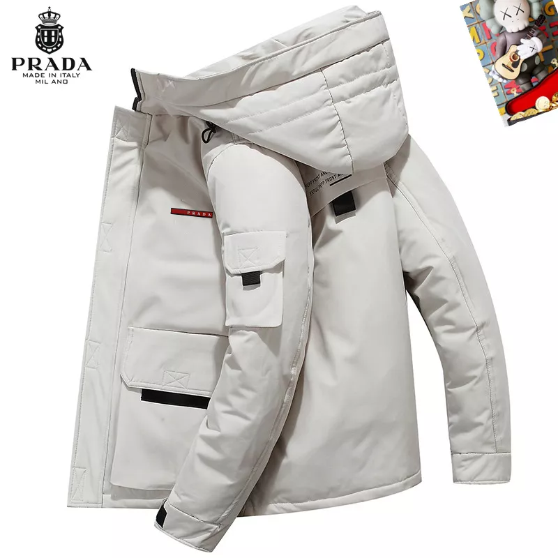 Prada Down Feather Coat Long Sleeved For Men Durable 4899