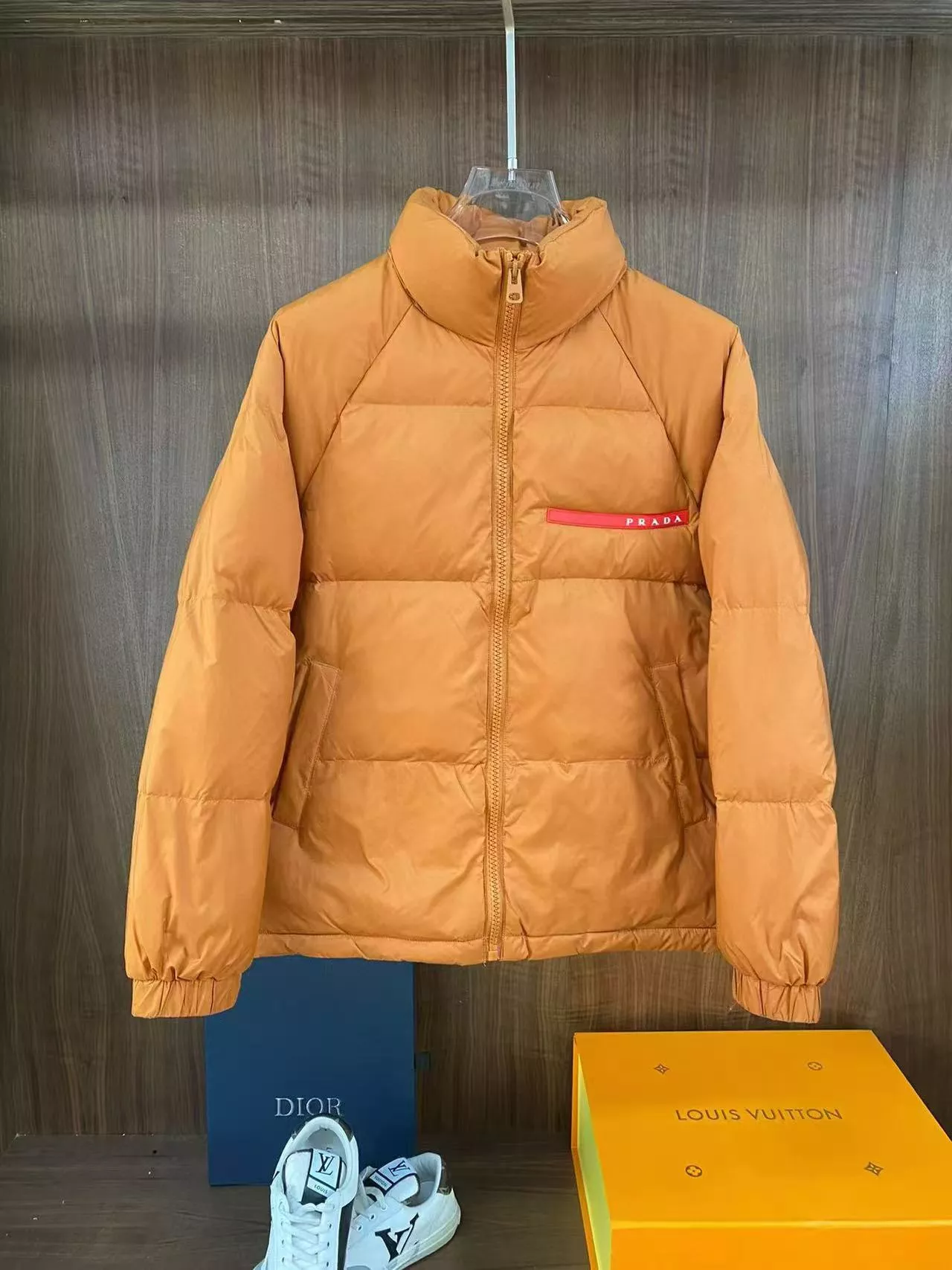 Prada Down Feather Coat Long Sleeved For Men Fashionable 681