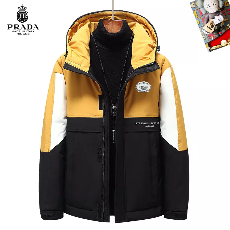 Prada Down Feather Coat Long Sleeved For Men Soft 8069