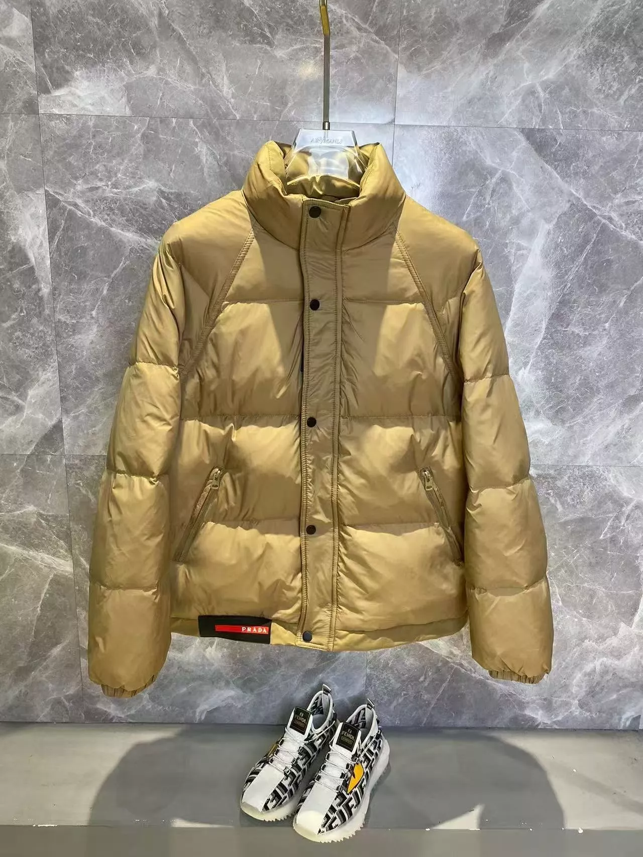Prada Down Feather Coat Long Sleeved For Men Stylish 8227