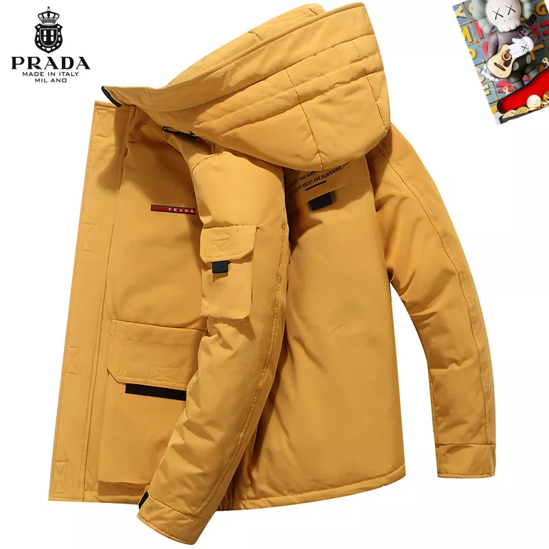 Prada Down Feather Coat Long Sleeved For Men Trendsetting 8330